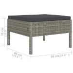 Set Divani da Giardino 6 pz con Cuscini in Polyrattan Grigio