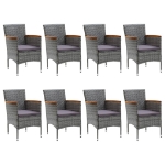 Set Mobili da Pranzo da Giardino 9 pz Polyrattan Acacia Grigio