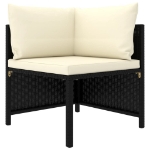 Set Divani da Giardino 10 pz con Cuscini in Polyrattan Nero