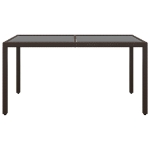 Set da Pranzo Giardino 7 pz Polyrattan Vetro Temperato Marrone
