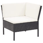 Set Divani da Giardino 6 pz con Cuscini in Polyrattan Nero