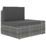 Set Divani da Giardino 5 pz con Cuscini in Polyrattan Grigio