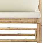 Set Salotto da Giardino 4pz con Cuscini Bianco Crema in Bambù