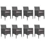 Set Mobili da Pranzo da Giardino 9 pz Polyrattan Acacia Grigio