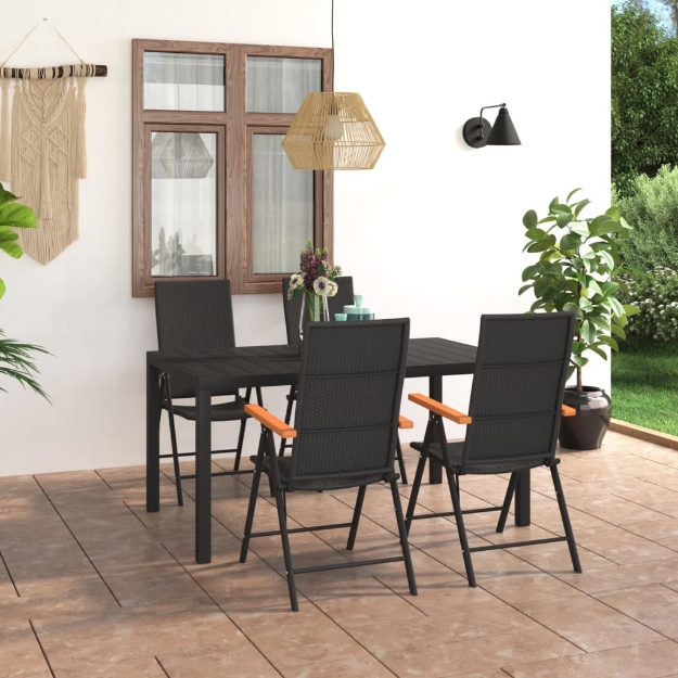 Set da Pranzo da Giardino 5 pz Nero e Marrone