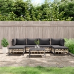 Set Divani da Giardino 7 pz con Cuscini Antracite in Polyrattan