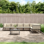 Set Divani da Giardino 8 pz con Cuscini Antracite in Polyrattan