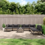 Set Divani da Giardino 10pz con Cuscini Antracite in Polyrattan