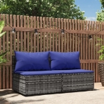 Divani Centrali da Giardino con Cuscini 2pz Polyrattan Grigio