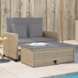 Divano da Giardino con Cuscini a 2 Posti Beige in Polyrattan