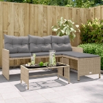 Divano Giardino con Tavolo e Cuscini a L Beige Misto Polyrattan