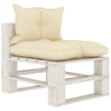 Divano Centrale da Giardino Pallet con Cuscini Crema in Legno