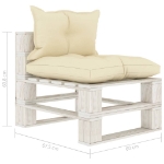 Divano Centrale da Giardino Pallet con Cuscini Crema in Legno