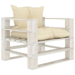 Poltrona da Giardino Pallet con Cuscini Crema in Legno