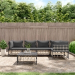 Set Divani da Giardino 6 pz con Cuscini Antracite in Polyrattan