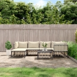 Set Divani da Giardino 7 pz con Cuscini Antracite in Polyrattan