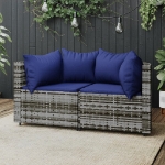 Divani Angolari da Giardino con Cuscini 2pz Polyrattan Grigio