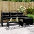 Divano da Giardino con Tavolo e Cuscini a L Nero in Polyrattan