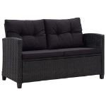 Divano da Giardino 2 Posti con Cuscini Nero 124 cm Polyrattan