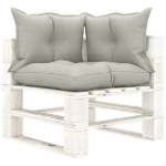 Divano Angolare da Giardino Pallet con Cuscini Tortora in Legno