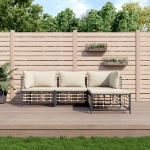 Set Divani da Giardino 4 pz con Cuscini Antracite in Polyrattan