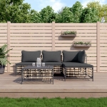 Set Divani da Giardino 5 pz con Cuscini Antracite in Polyrattan