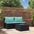 Set Divani da Giardino 3 pz con Cuscini Nero in Polyrattan