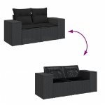 Divano da Giardino con Cuscini a 2 Posti Nero in Polyrattan