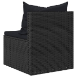 Divani Centrali da Giardino con Cuscini 2pz in Polyrattan Nero