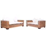 Set di Divani da Giardino con Cuscini 2 pz in Rattan Naturale