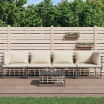 Set Divani da Giardino 5 pz con Cuscini Antracite in Polyrattan