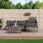 Set Divani da Giardino 5 pz con Cuscini Antracite in Polyrattan