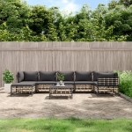 Set Divani da Giardino 8 pz con Cuscini Antracite in Polyrattan