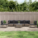 Set Divani da Giardino 7 pz con Cuscini Antracite in Polyrattan