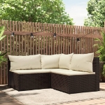 Set Mobili da Giardino 3 pz con Cuscini in Polyrattan Marrone