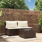 Set Mobili da Giardino 3 pz con Cuscini in Polyrattan Marrone