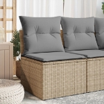 Divano Angolare da Giardino con Cuscini Beige in Polyrattan