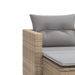 Divano da Giardino 2 Posti con Sgabelli Beige in Polyrattan