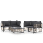 Set Divani da Giardino 5 pz con Cuscini Antracite in Polyrattan