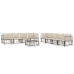 Set Divani da Giardino 9 pz con Cuscini Antracite in Polyrattan