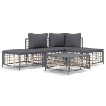 Set Divani da Giardino 5 pz con Cuscini Antracite in Polyrattan