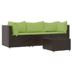 Set Mobili da Giardino 4 pz con Cuscini in Polyrattan Marrone