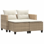 Divano da Giardino 2 Posti con Sgabelli Beige in Polyrattan