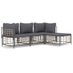 Set Divani da Giardino 4 pz con Cuscini Antracite in Polyrattan