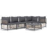 Set Divani da Giardino 6 pz con Cuscini Antracite in Polyrattan
