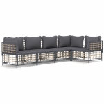 Set Divani da Giardino 5 pz con Cuscini Antracite in Polyrattan