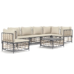 Set Divani da Giardino 7 pz con Cuscini Antracite in Polyrattan