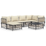Set Divani da Giardino 7 pz con Cuscini Antracite in Polyrattan