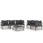 Set Divani da Giardino 6 pz con Cuscini Antracite in Polyrattan