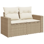 Divano da Giardino con Cuscini a 2 Posti Beige in Polyrattan